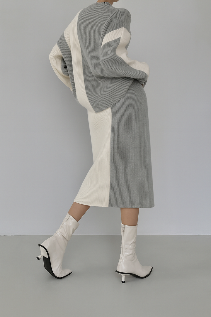 VELINA – Chic Knit Long Sleeve Top & Skirt Set