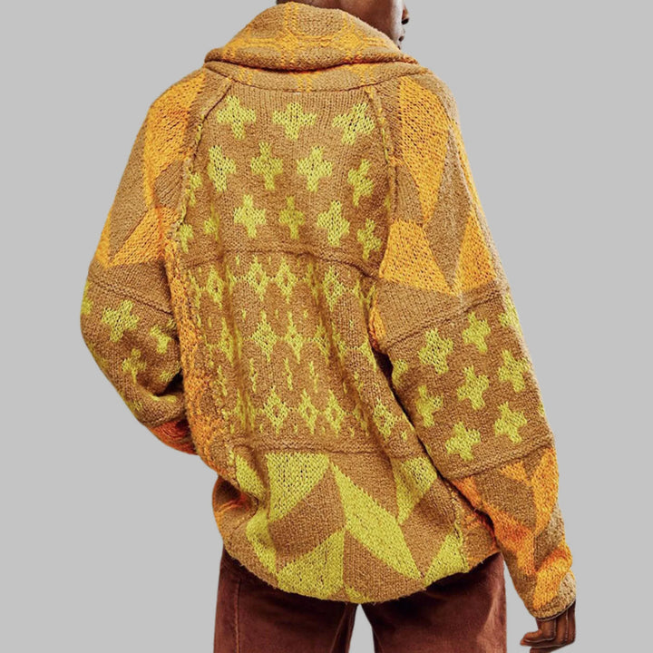 LYORA - Autumn Mosaic Knit Cardigan
