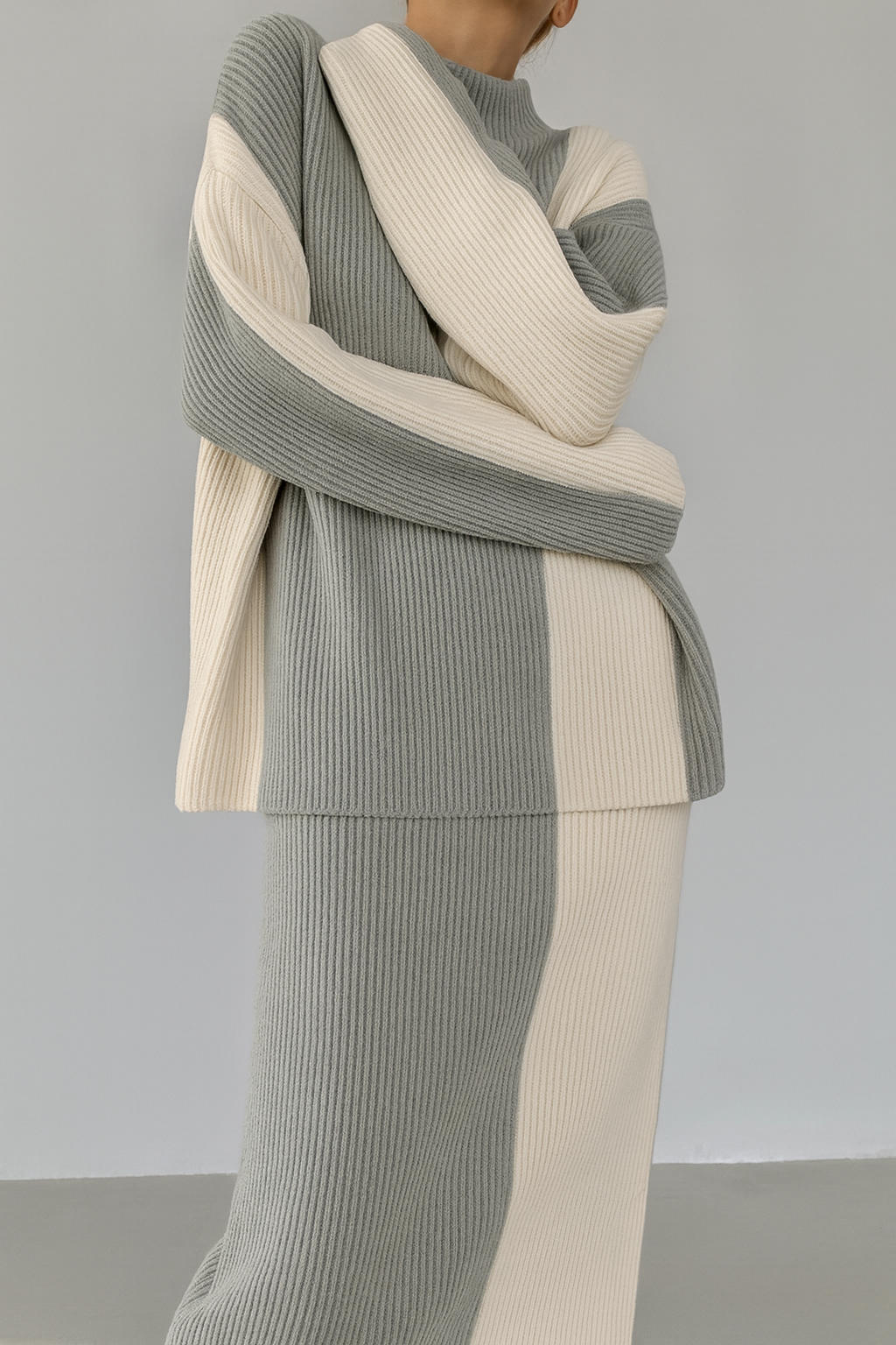 VELINA – Chic Knit Long Sleeve Top & Skirt Set
